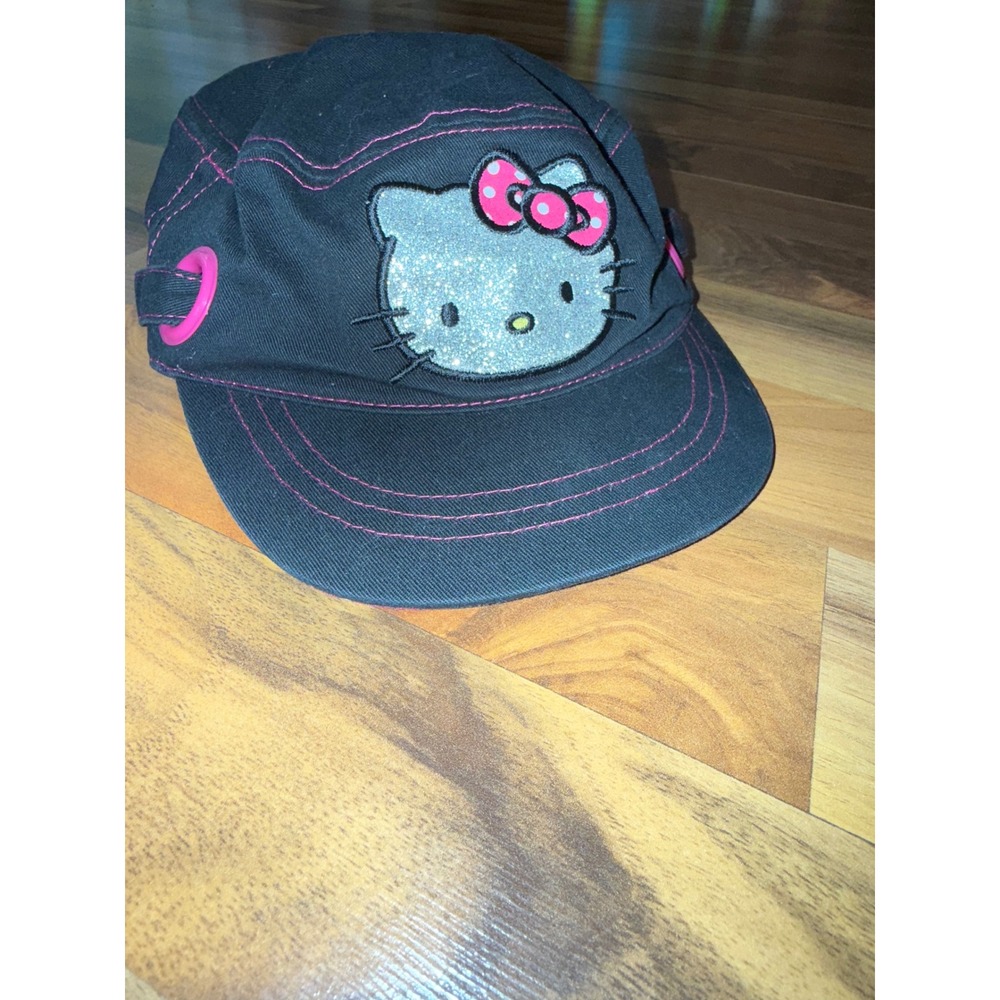 Hello Kitty‎ Cap Black & Pink Girls' Baseball Hat Glitter Sparkle Y2K cartoon